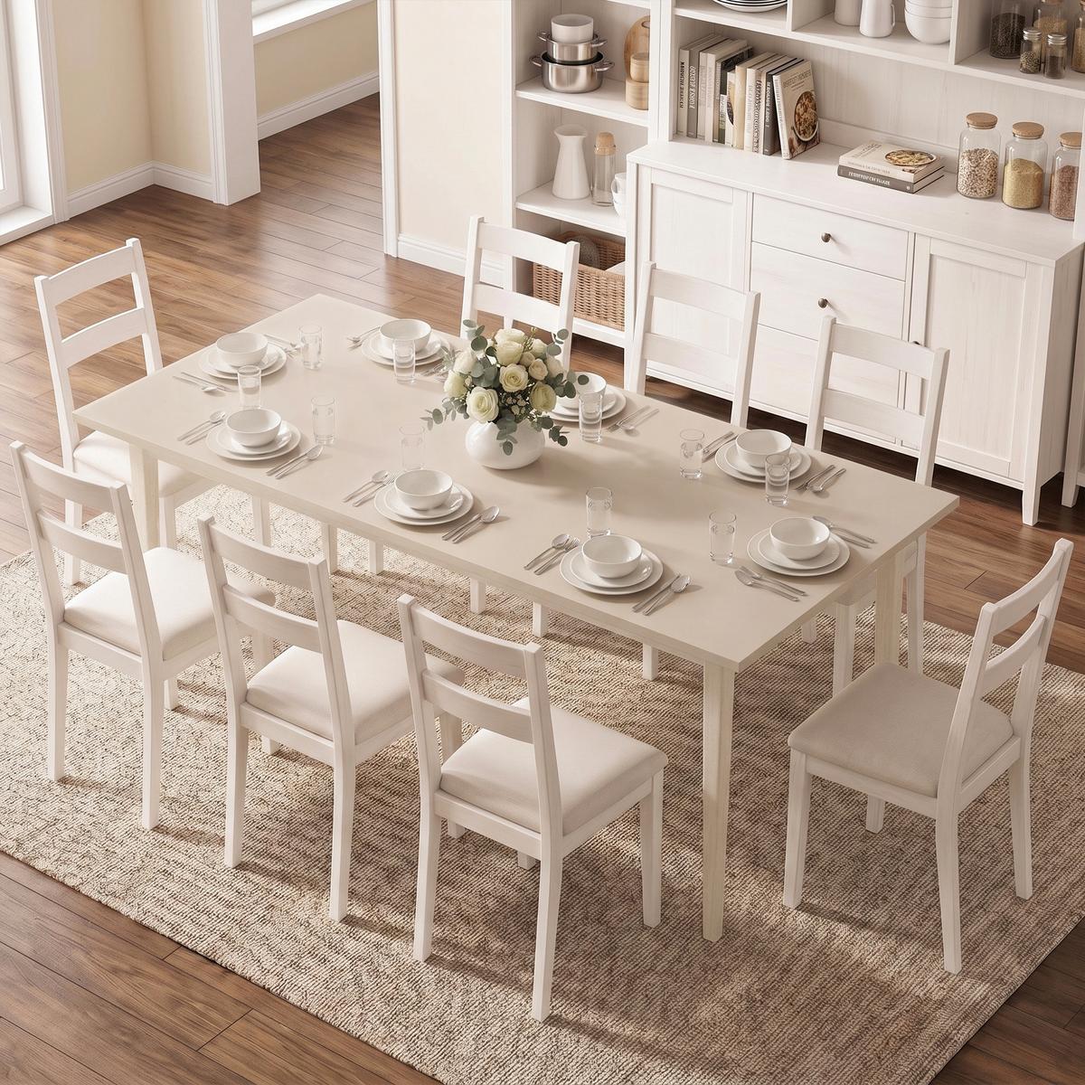 ESSTISCH Spanplatte Cremeweiß - Creme, Holz/Holzwerkstoff (180/90/76cm) - HOMCOM