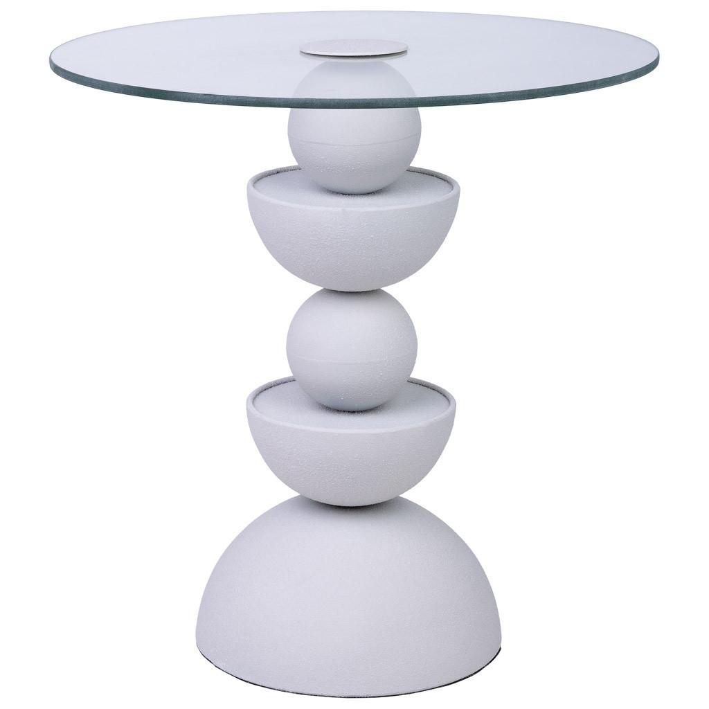 TISCH aus Metall und Glas, 45x49cm - Weiß, Metall (45/45/49cm) - Wanderlust