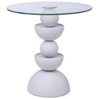 TISCH aus Metall und Glas, 45x49cm - Weiß, Metall (45/45/49cm) - Wanderlust