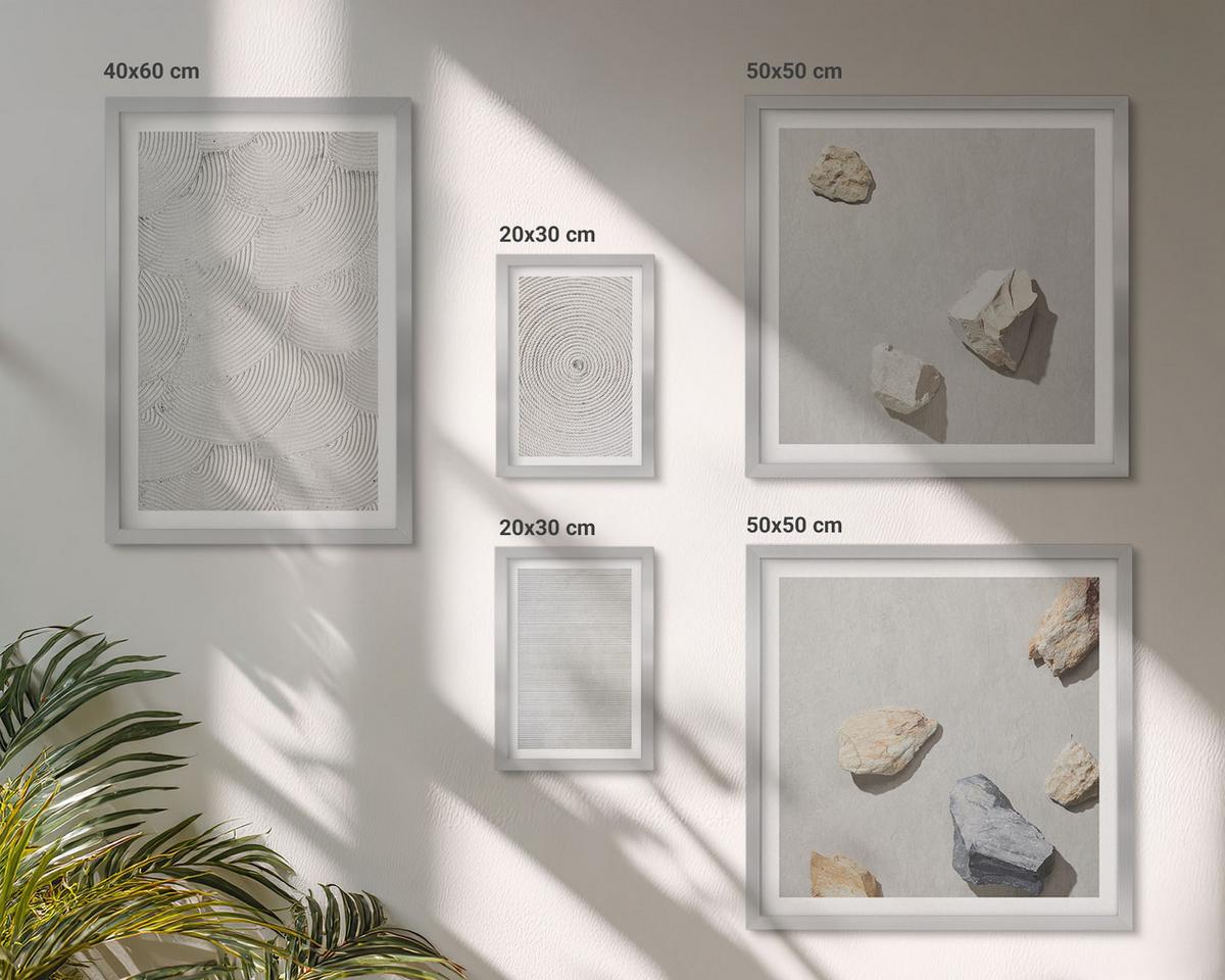 BILDER SET 5er Set - 50x50 cm & 20x30 cm & 40x60 cm Silberner Rahmen - Geometrische Pappsteine - Silberfarben, Kunststoff (40/60cm) - TULUP