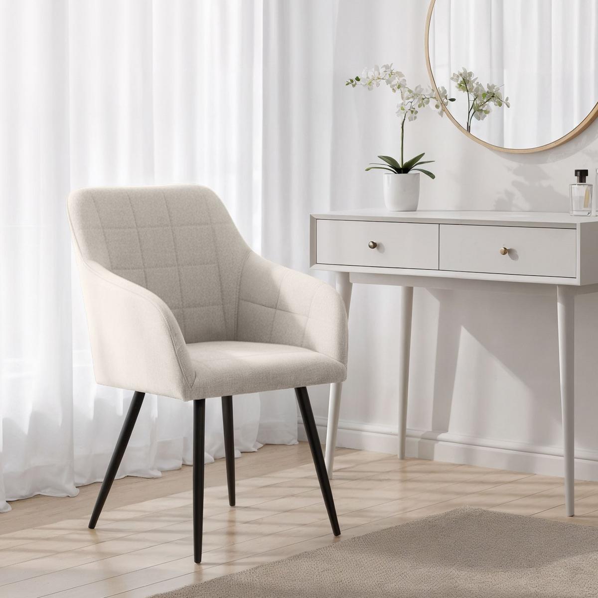 POLSTERSTUHL 4er Set, Metallbeine Creme, Schwarz, X 54/82/58 - Creme/Schwarz, Textil (54/82/51cm) - RAUMHIRSCH FURNITURE