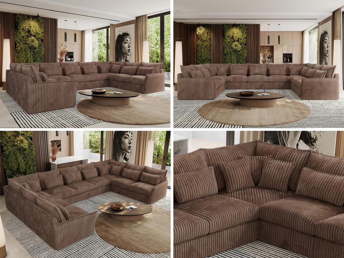 WOHNLANDSCHAFT VERSO U 9M Braun Cord - Schwarz/Braun, Kunststoff/Textil (442/93/270cm) - MKS