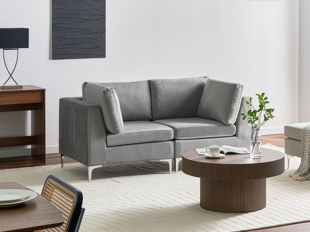 MODULSOFA 2-Sitzer Grau Samtstoff Evja - Dunkelgrau, Textil (170/84/85cm) - Beliani