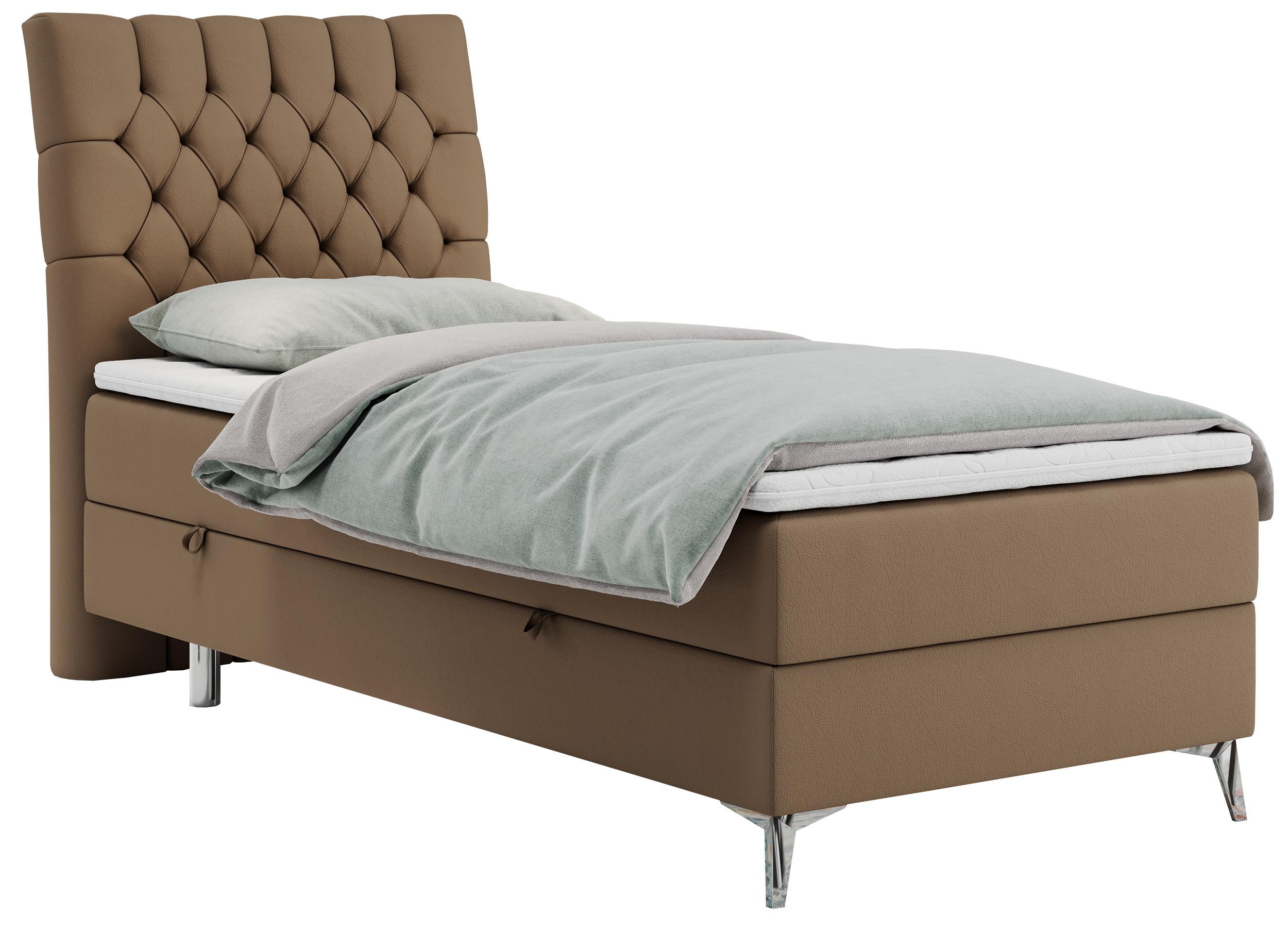 BOXBETT MILEN 90/200 Braun Kunstleder - H4 - Links Seite - Braun, Holz/Textil (90/200cm) - MKS