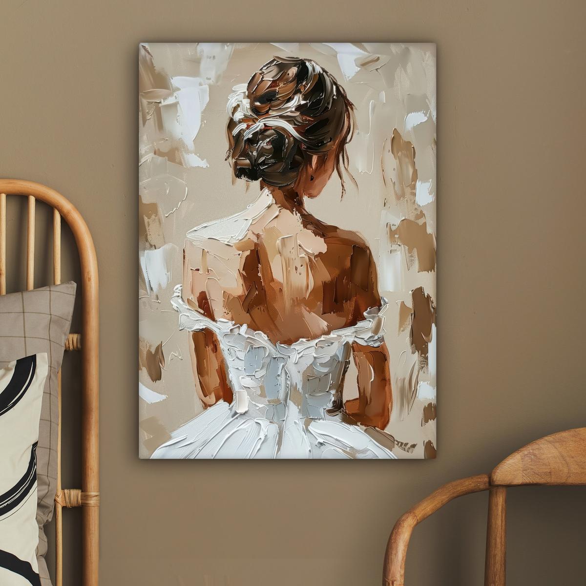 LEINWANDBILD Frau - Farbe - Abstrakt - Beige - Modern Wandbild Wohnzimmer 60x80 cm - Sandfarben, Textil (60/80cm) - MuchoWow