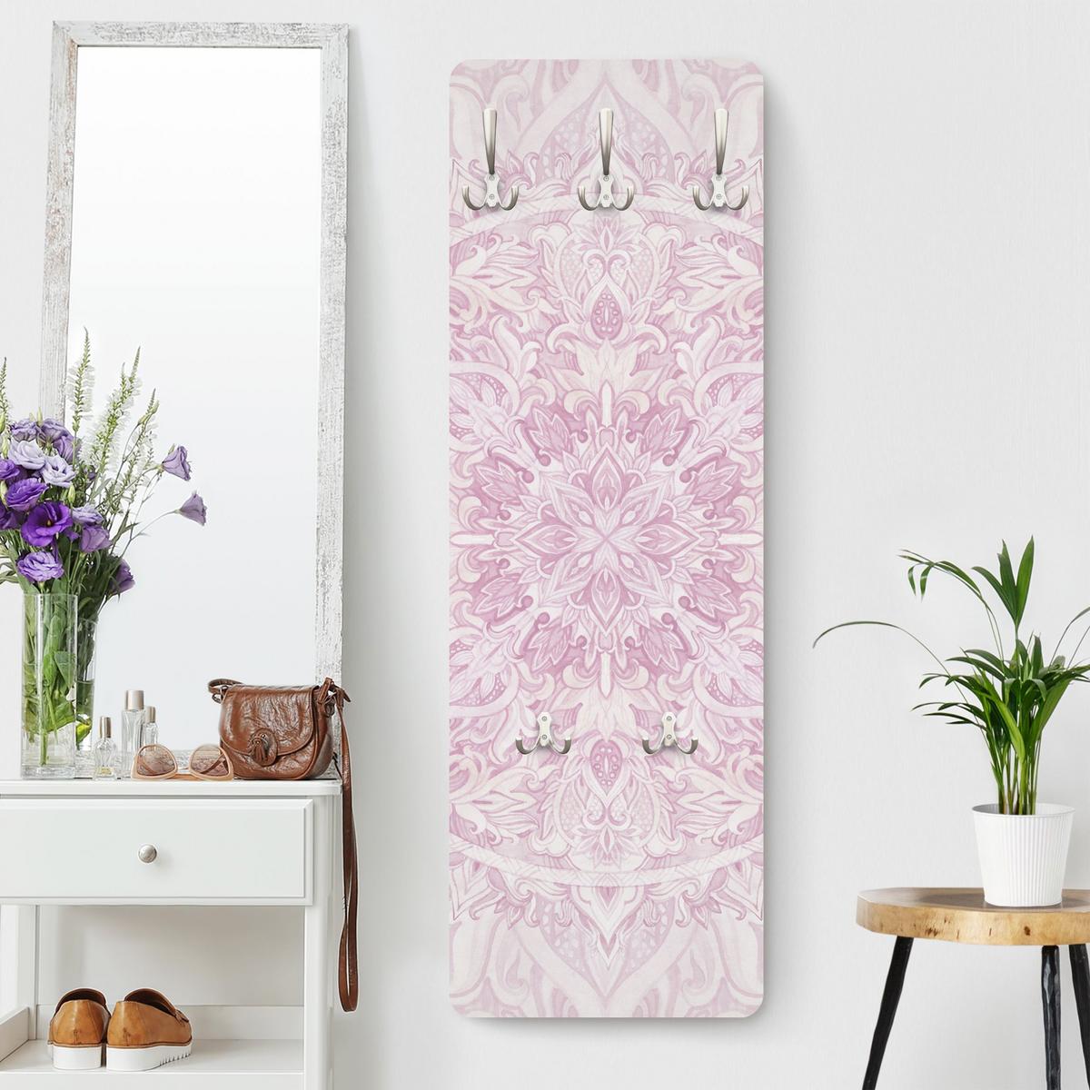 WANDGARDEROBE - Mandala Aquarell Ornament Rosa 34/105 cm - Rosa, Holzwerkstoff (34/105/1.6cm) - Bilderwelten