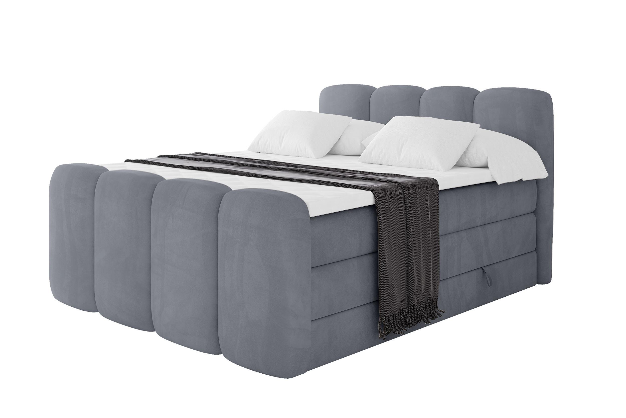 BOXBETT mit Matratze H3|H4 und Lattenrost - NINA-Z KING - 200x200 cm Casablanca - Grau - Anthrazit, Holzwerkstoff (200/200cm) - ALTDECOR
