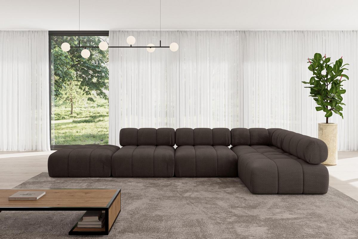 ECKSOFA modulares Sofa Favio-L2 - 380x190x70 cm Braun Velours - Braun, Holzwerkstoff/Textil (380/190cm) - ALTDECOR