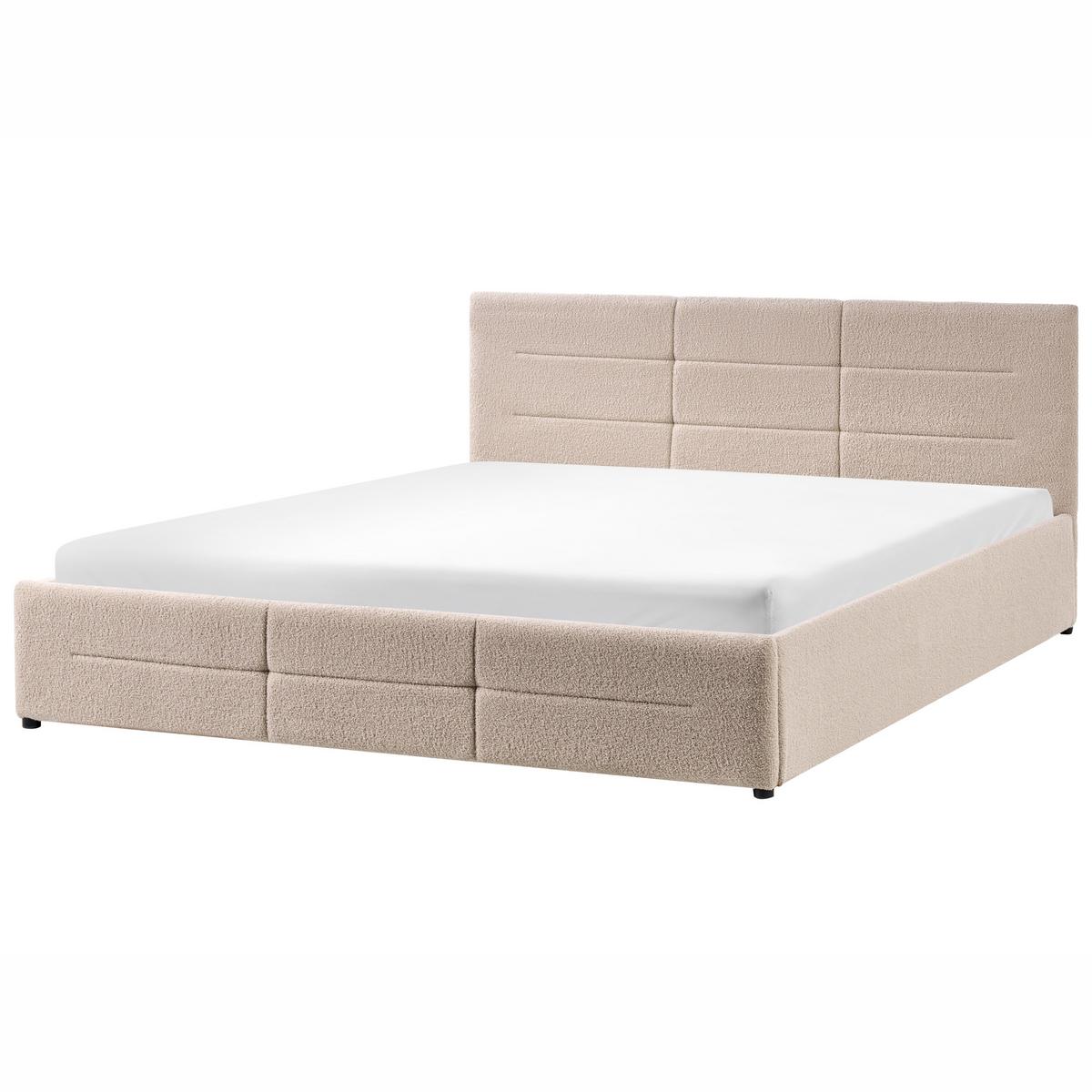 BETT mit Stauraum 180/200 cm Bouclé Beige Massognes - Beige, Textil (180/200cm) - Beliani
