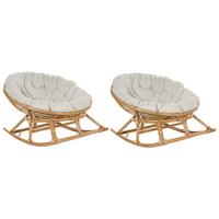 SCHAUKELSTUHL 2er-SET Rattan naturfarben/hellbeige Orvieto - Beige/Naturfarben, Naturmaterialien (110/72/108cm) - Beliani