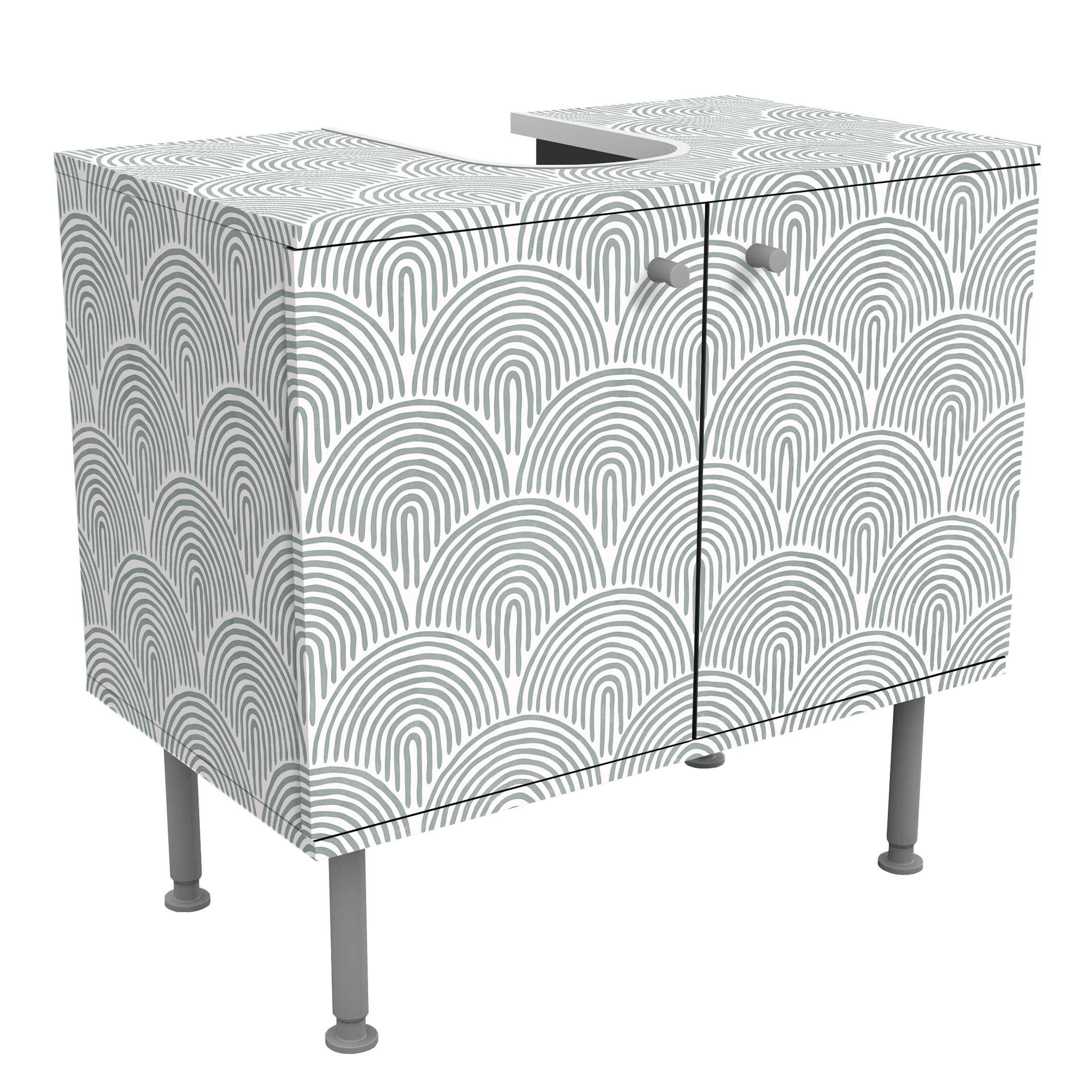 WASCHBECKENUNTERSCHRANK Boho Bogen Muster Eucalyptus 60/55/35 cm - Türkis, Holzwerkstoff (60/55/35cm) - Bilderwelten