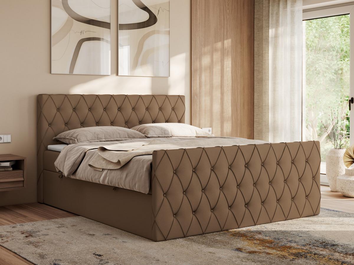 BOXBETT MIREN DUO 140/200 - Braun Kunstleder - H3 - Braun, Holz/Textil (140/200cm) - MKS