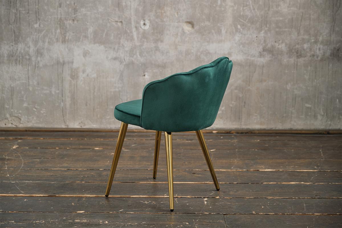 ESSZIMMERSTUHL SALLY Grün Velvet - Goldfarben/Grün, Textil (55/76/57cm) - KAWOLA