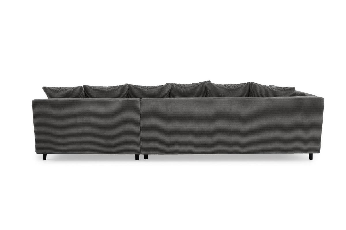 ECKSOFA mit dekorativen Steppungen und Rutschenlehne, seitenverkehrt montierbar B326/T213/H91 cm, Cord Dunkelgrau / 15222 - Dunkelgrau/Anthrazit, Textil/Metall (326/213cm) - luma-home