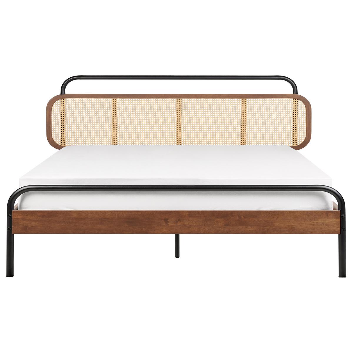 BETT mit Lattenrost 180/200 cm Dunkelbraun Boussicourt - Dunkelbraun/Schwarz, Holz (180/200cm) - Beliani