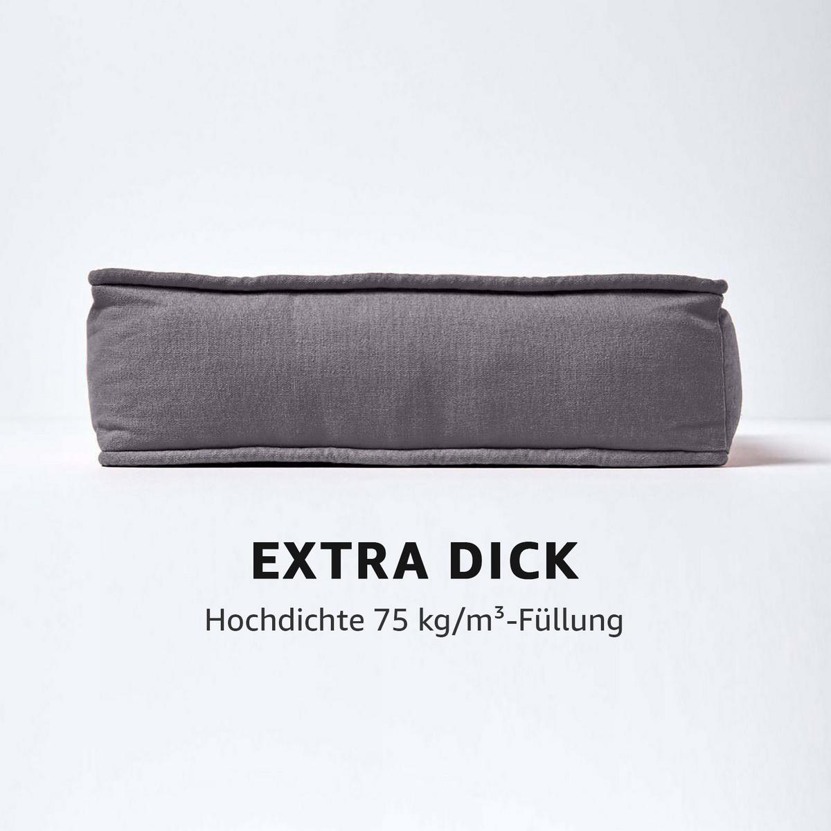 SITZKISSEN dunkelgrau 40/40/10 cm – Stuhlkissen Baumwolle - Dunkelgrau, Textil (40/40/10cm) - Homescapes