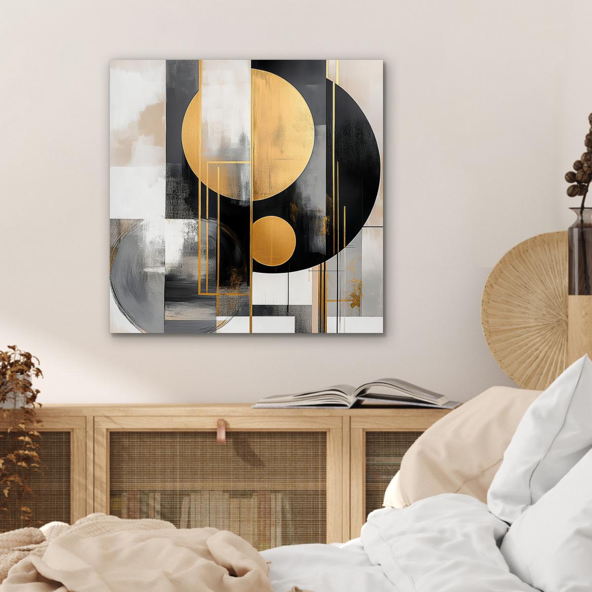 METALLBILD Abstrakt - Gold - Silber - Formen - Ästhetisch - Modern 50x50 cm - Goldfarben, Metall (50/50cm) - MuchoWow