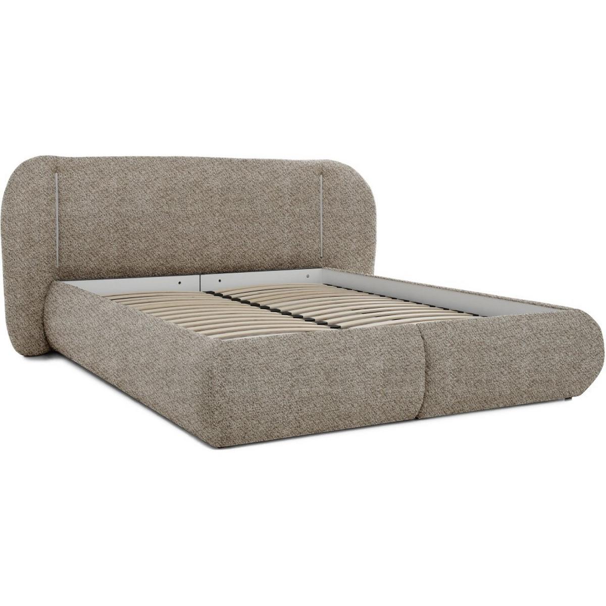 POLSTERBETT Corfu mit LED-Beleuchtung, mit Bettkasten, rundliche Formen, 160x200, Braun - Braun, Textil/Metall (160/200cm) - Beautysofa