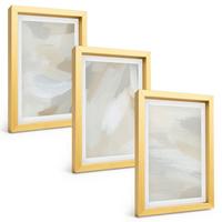 BILDER SET 3er Set - 20x30 cm Goldrahmen - Abstrakter Pinselhintergrund - Goldfarben, Kunststoff (20/30cm) - TULUP