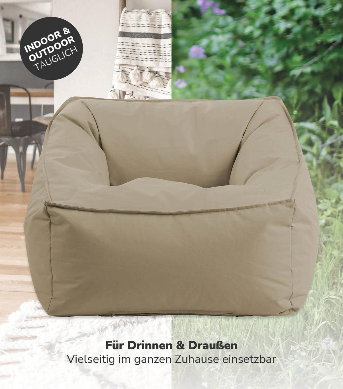 OUTDOOR SITZSACK Der Sunnyboy mit Hocker - Beige, Textil (80/60/83cm) - Mokebo