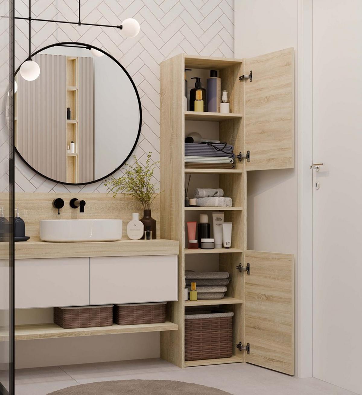BADEZIMMERSCHRANK Sonoma 40/170/30 - Sonoma Eiche, Holzwerkstoff (40/170/30cm) - RAUMHIRSCH FURNITURE
