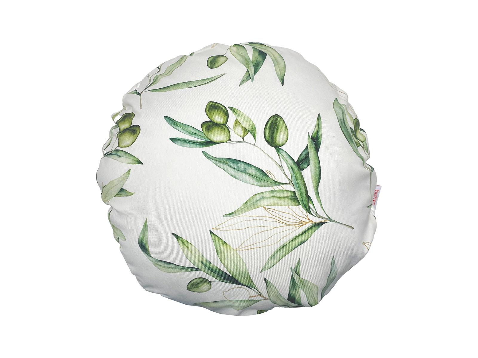 KISSENHÜLLE Rund Italy Collection Oliven 40 cm Ø - Ecru/Multicolor, Textil (40/40cm) - beties Heimtextil