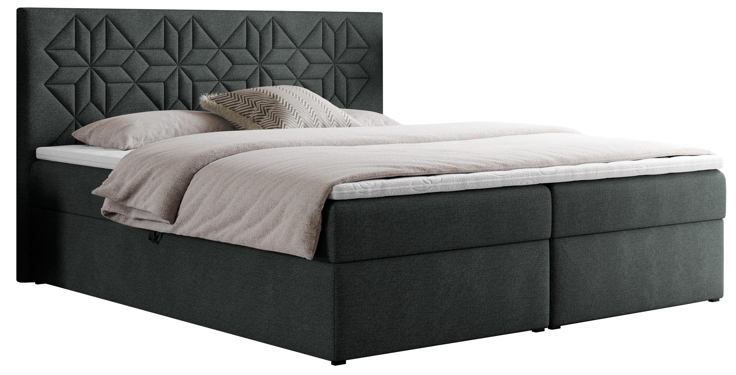 BOXBETT LEILA 140/200 Dunkelgrau Struktur - H3 - Dunkelgrau, Holz/Textil (140/200cm) - MKS