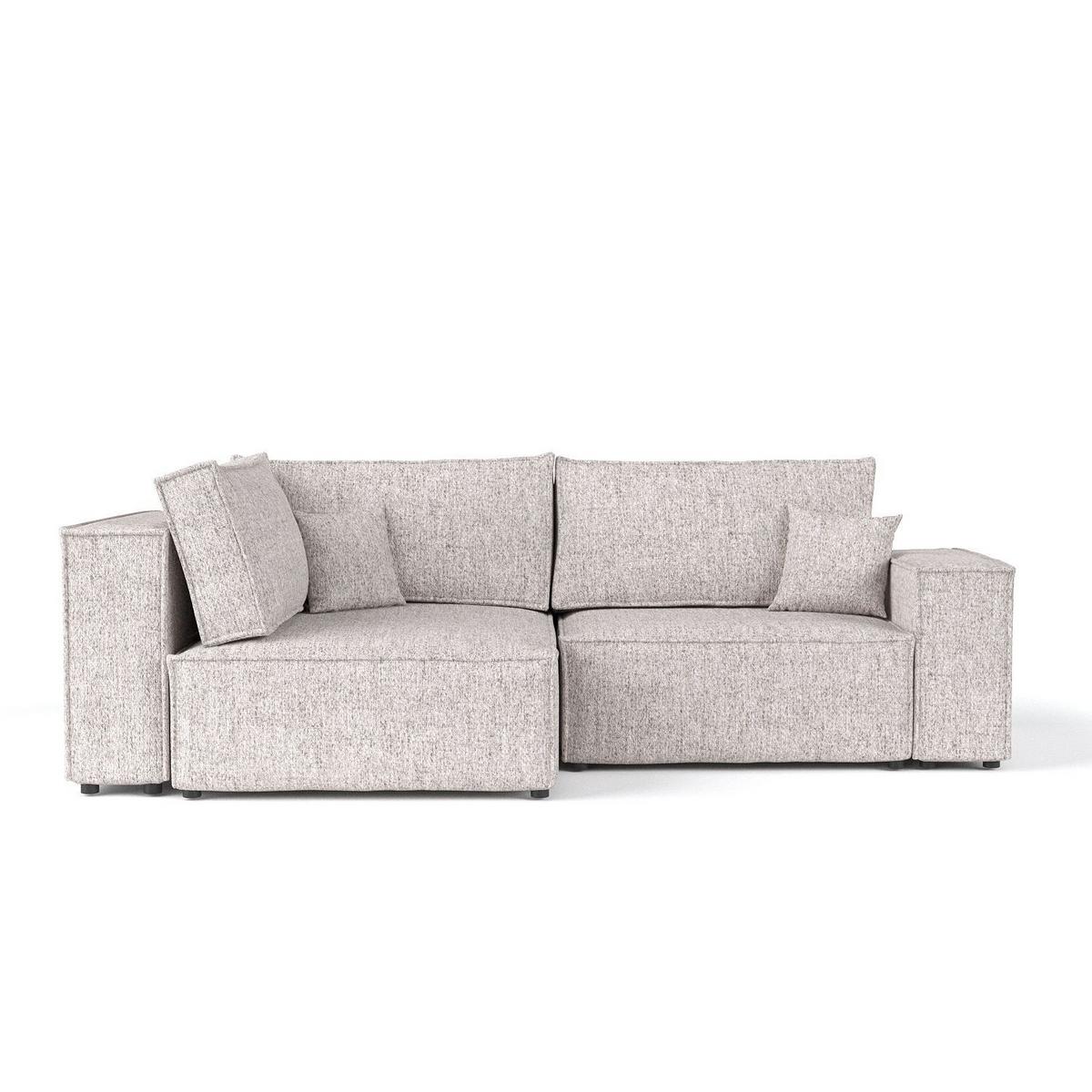 ECKSOFA AVION mit Schlaffunktion Beige im Neve Stoff - Beige/Schwarz, Holz/Holzwerkstoff (253/148cm) - AltaBeds