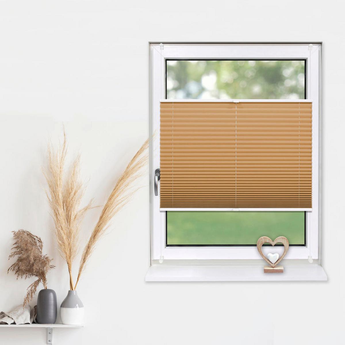 PLISSEE Basic 95 x 150cm Klemmfix ohne Bohren - Cappuccino, Textil (95/150cm) - Deco-Raum