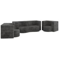 SITZGARNITUR SANOA 2+1+1 - Grau Cord - Grau, Textil (200/68/100cm) - MKS