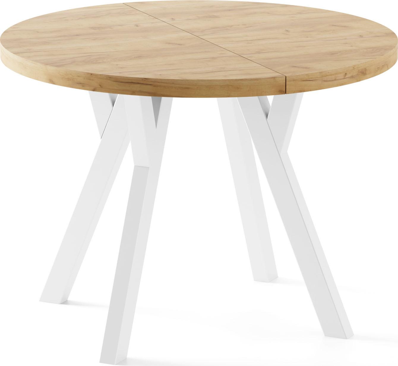 ESSTISCH Twixy XXL groß rund oval ausziehbar, Eiche Hell Braun 100-300/100/76 cm - Eiche Wotan/Weiß, Holz/Holzwerkstoff (100/300/76cm) - WFL GROUP