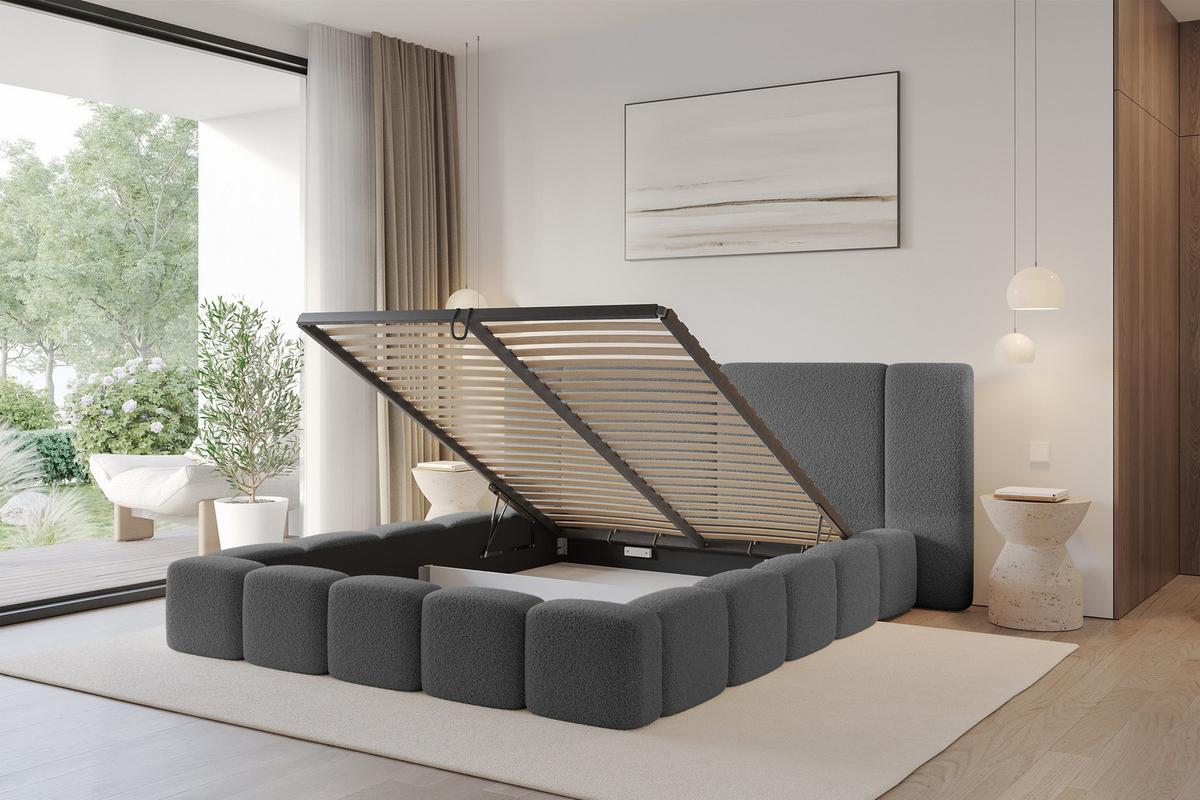 POLSTERBETT mit Bettkasten und Lattenrost, Bett mit Matratze H3/H4 - NILO 120x200 Grau - Greige, Holzwerkstoff/Textil (120/200cm) - ALTDECOR