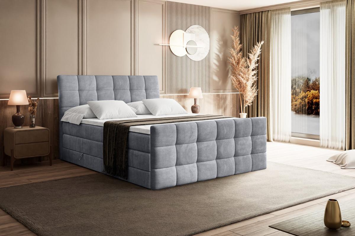 BOXSPRINGBETT BRUGO-Z KING - 180 x 200 - H3/H4 - Hellgrau - Hellgrau, Holzwerkstoff (180/200cm) - ALTDECOR