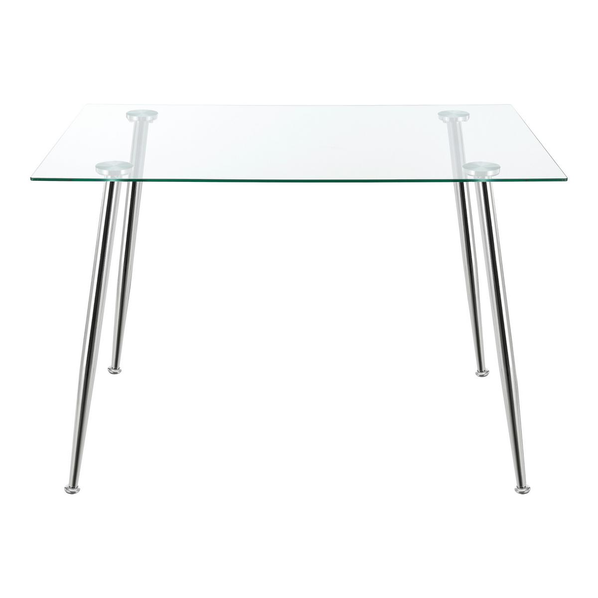 ESSTISCH Hyrynsalmi - Chromfarben/Transparent, Glas/Metall (70/110/75cm) - [en.casa]