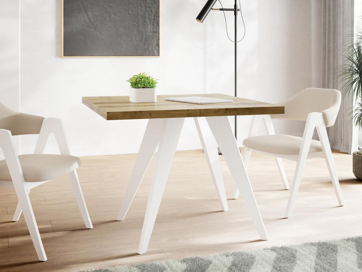 ESSTISCH Quadro quadratischer ausziehbarer, Wotan Eiche 100-150/100/76 cm - Eiche Wotan/Weiß, Holz/Holzwerkstoff (100/150/76cm) - WFL GROUP