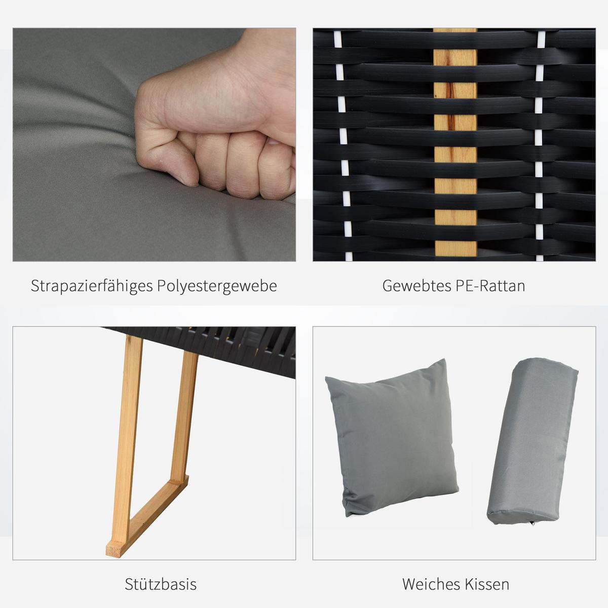 VOLLLIEGER Gartenliege PE Rattan Hellgrau 118 x 79 x 160 cm - Hellgrau, Kunststoff (79/160/118cm) - Outsunny