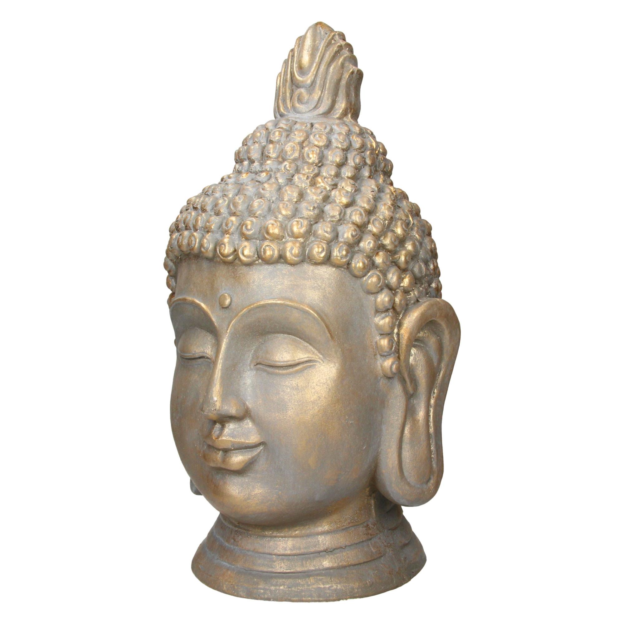 BUDDHA KOPF STATUE 53 cm Bronzeoptik aus Polyresin - Bronzefarben, Kunststoff (29/53/31cm) - ECD-Germany