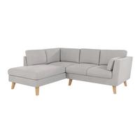 ECKSOFA Mario Silber Microfaser - Silberfarben/Naturfarben, Buchenholz/Textil (221/186cm) - S-Style Möbel
