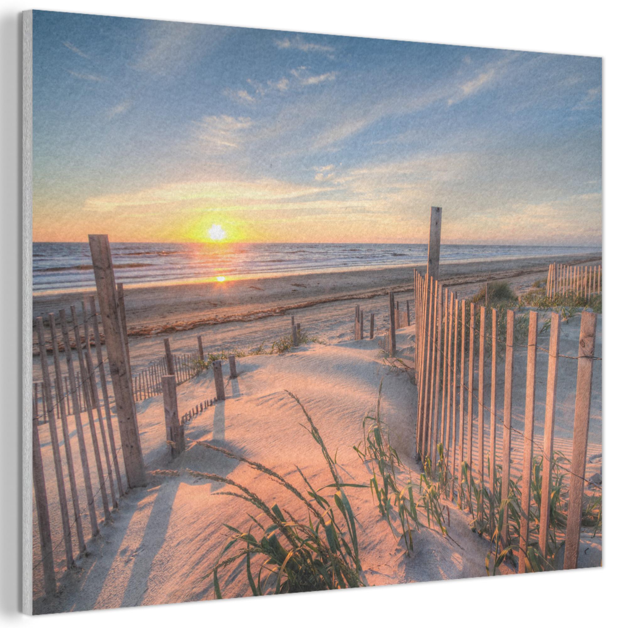 AKUSTIKBILD Strand - Meer - Düne - Sonnenuntergang - Landschaft Wanddeko 70x50 cm - Beige, Kunststoff (70/50/0.9cm) - MuchoWow