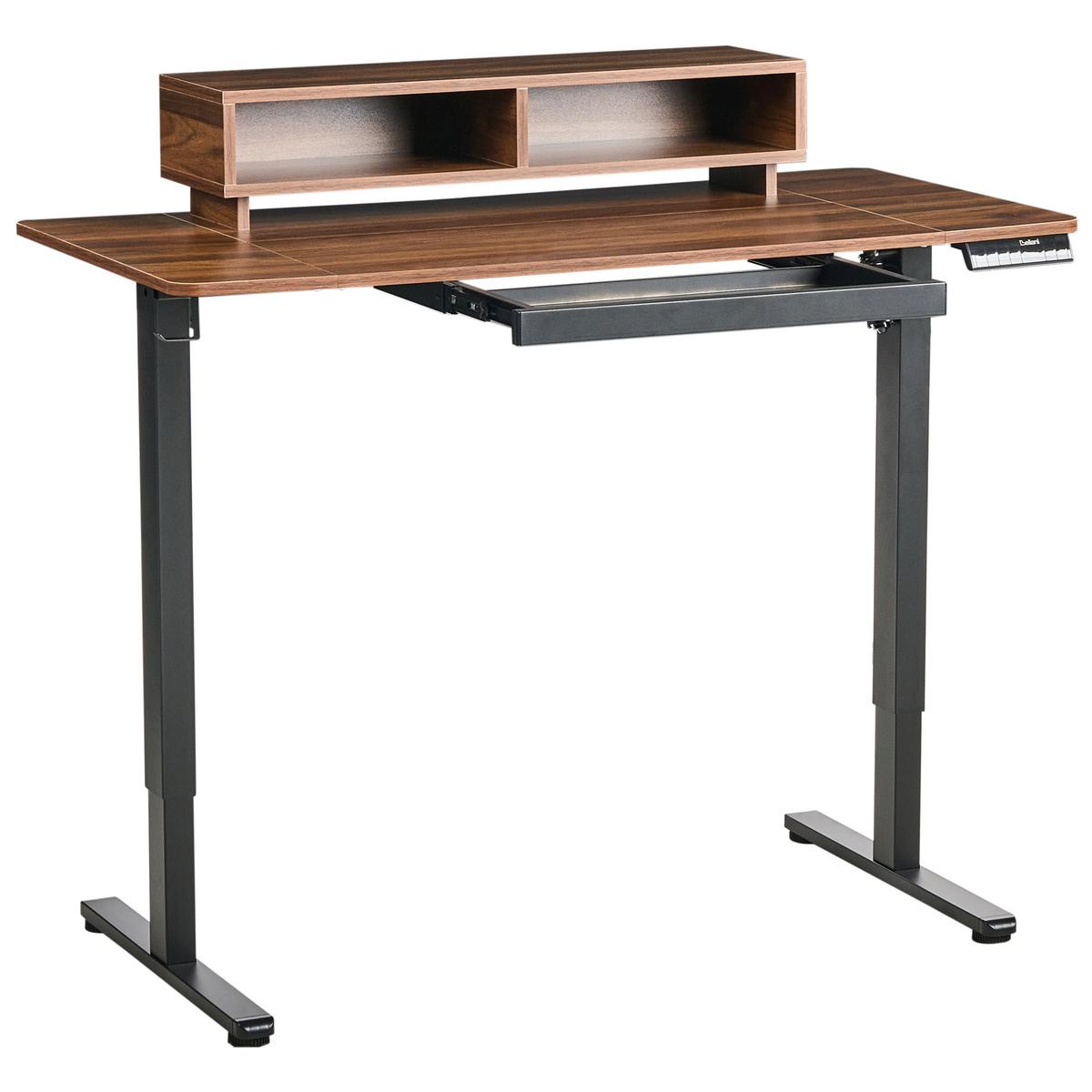 SCHREIBTISCH elektrisch höhenverstellbar 120/60 cm mit USB-Anschluss Braun/Schwarz Lucama - Schwarz/Braun, Holzwerkstoff/Metall (60/120/88cm) - Beliani
