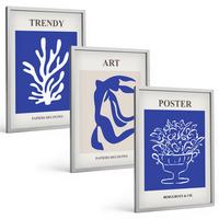 BILDER SET 3er Set - 40x60 cm Silberner Rahmen - Matisses abstrakte Plakate - Silberfarben, Kunststoff (40/60cm) - TULUP