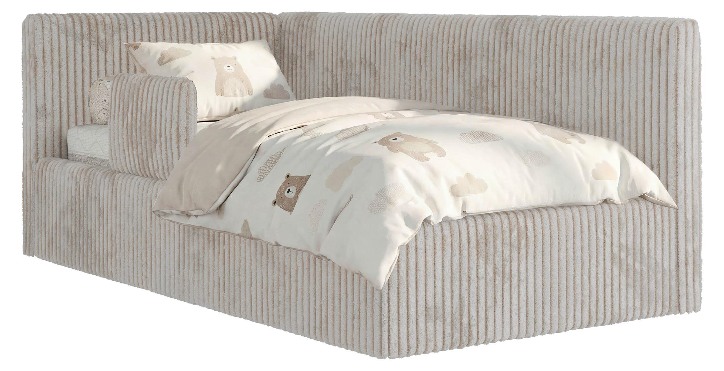 POLSTERBETT TILVO ALTA 90/200 - Beige Cord - Taschenfederkernmatratze - Links - Beige, Textil (90/200cm) - MKS