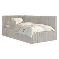 POLSTERBETT TILVO ALTA 90/200 - Beige Cord - Multitaschenfederkernmatratze - Links - Beige, Textil (90/200cm) - MKS