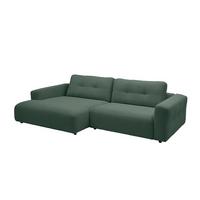 ECKSOFA XL MIKA Smaragdgrün Cord - Smaragdgrün/Schwarz, Kunststoff/Textil (296/167cm) - KAWOLA