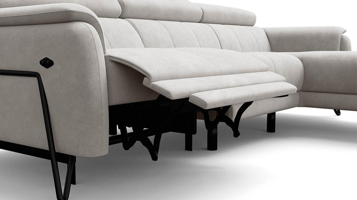 ECKSOFA RODEN 4-Sitzer mit Relax, creme, Veloursstoff - Creme, Holz/Textil (268/92cm) - Wozimo