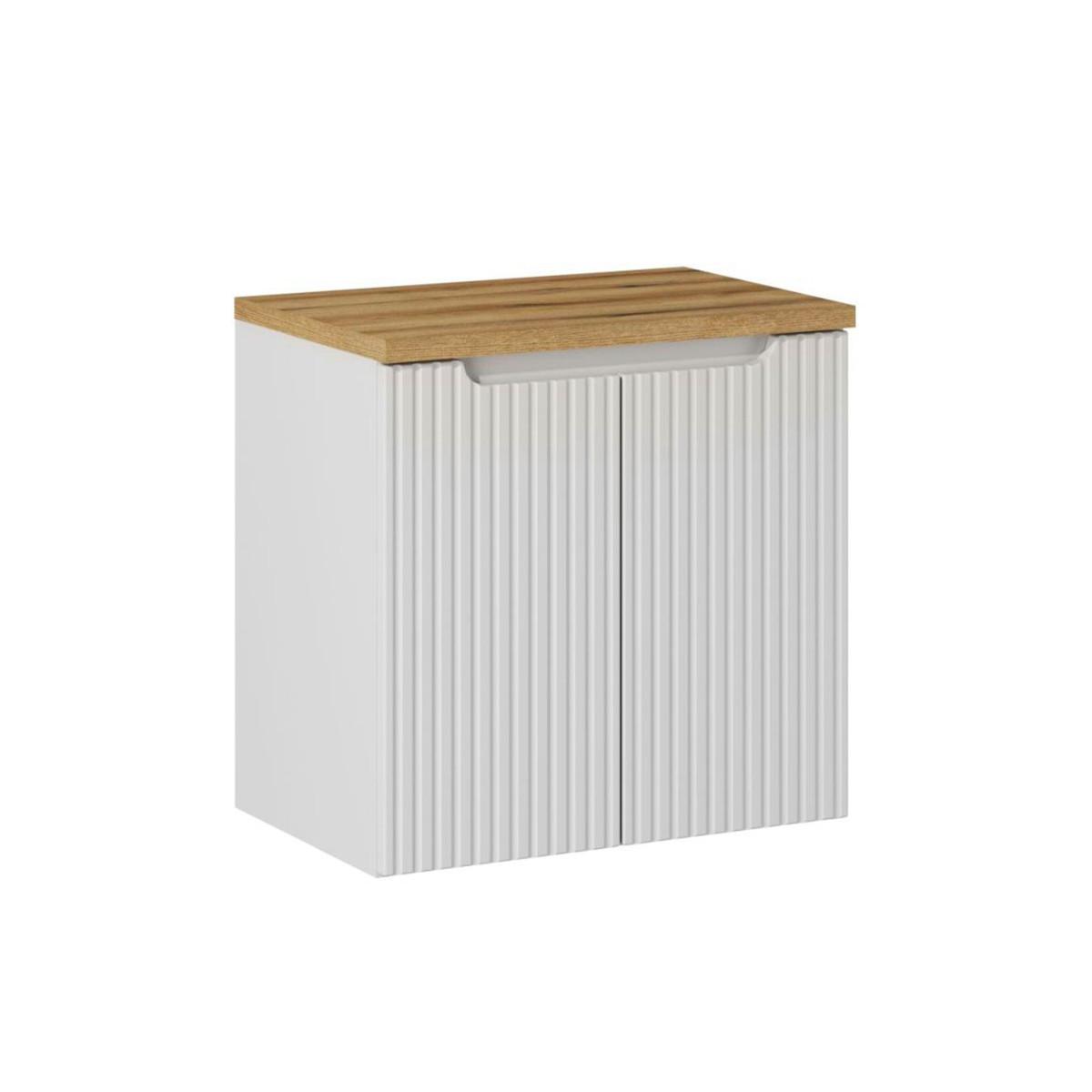 WASCHTISCHUNTERSCHRANK 60cm Riva Weiß und Holz - Weiß, Holzwerkstoff (60/57/40cm) - Petits-meubles