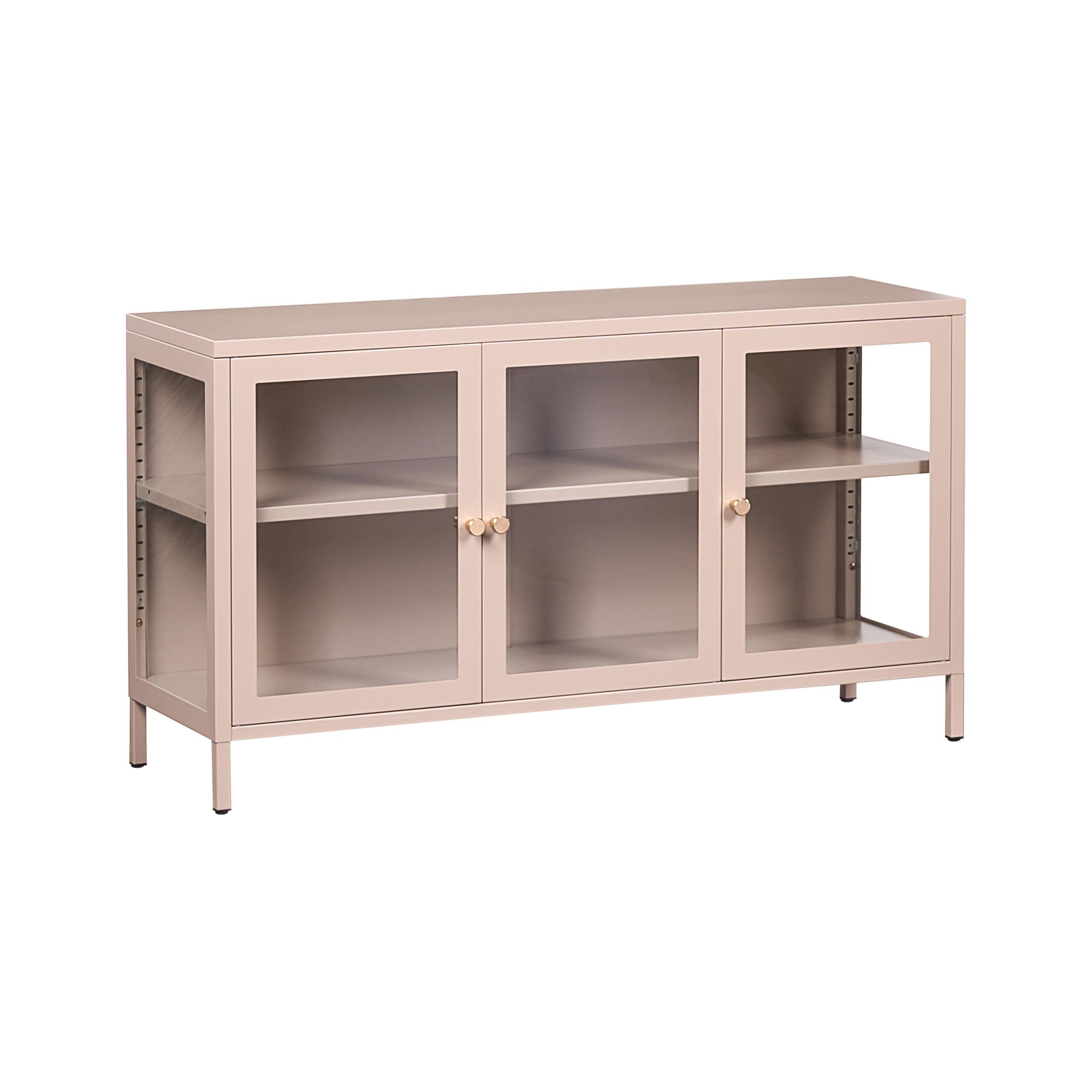 SIDEBOARD mit Glastüren Metall 115 cm Beige Newport - Beige/Goldfarben, Metall (115/64/35cm) - Beliani