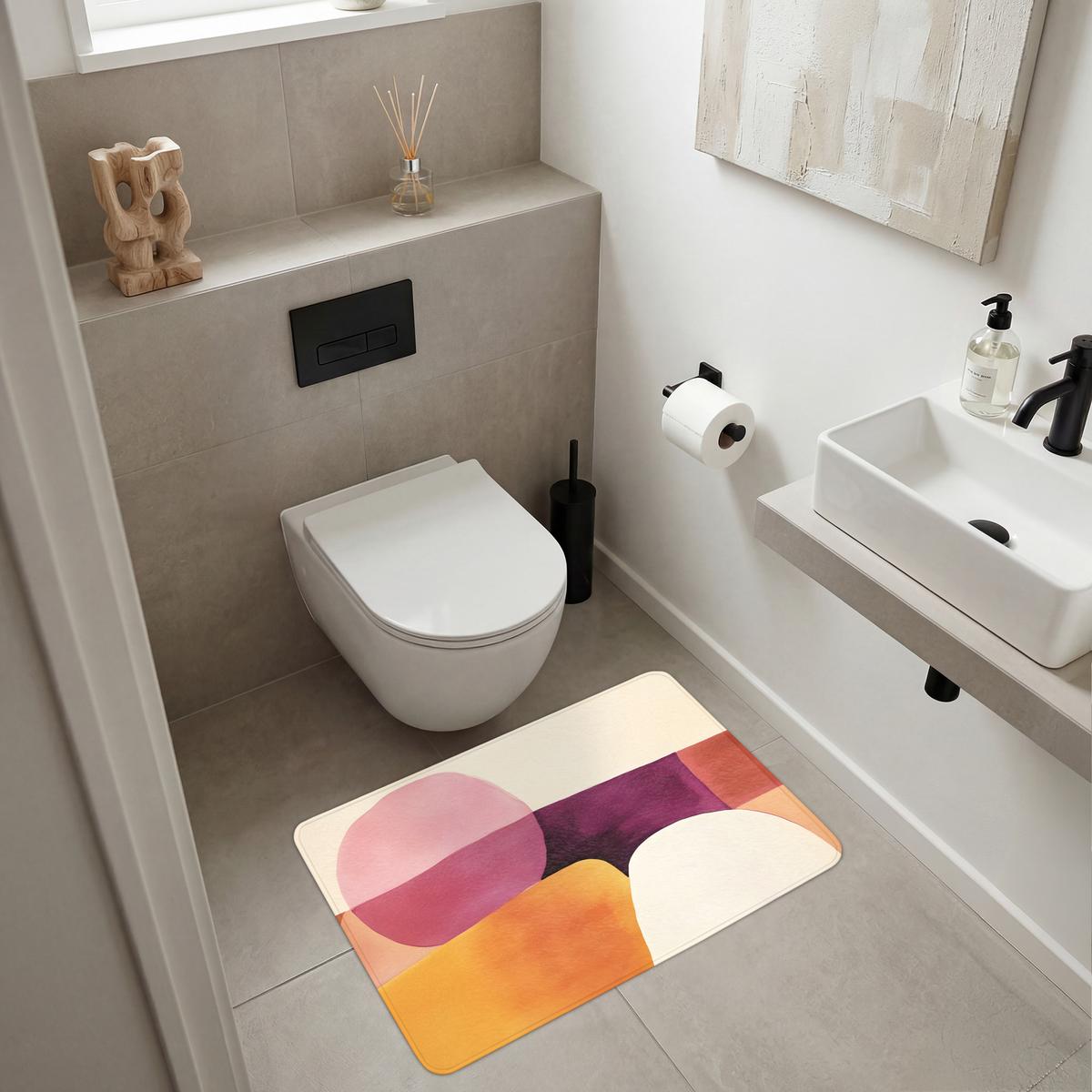BADEMATTE Formen - Abstrakt - Farbenfroh 90x60 cm - Terracotta, Textil (90/60cm) - OnlyWow
