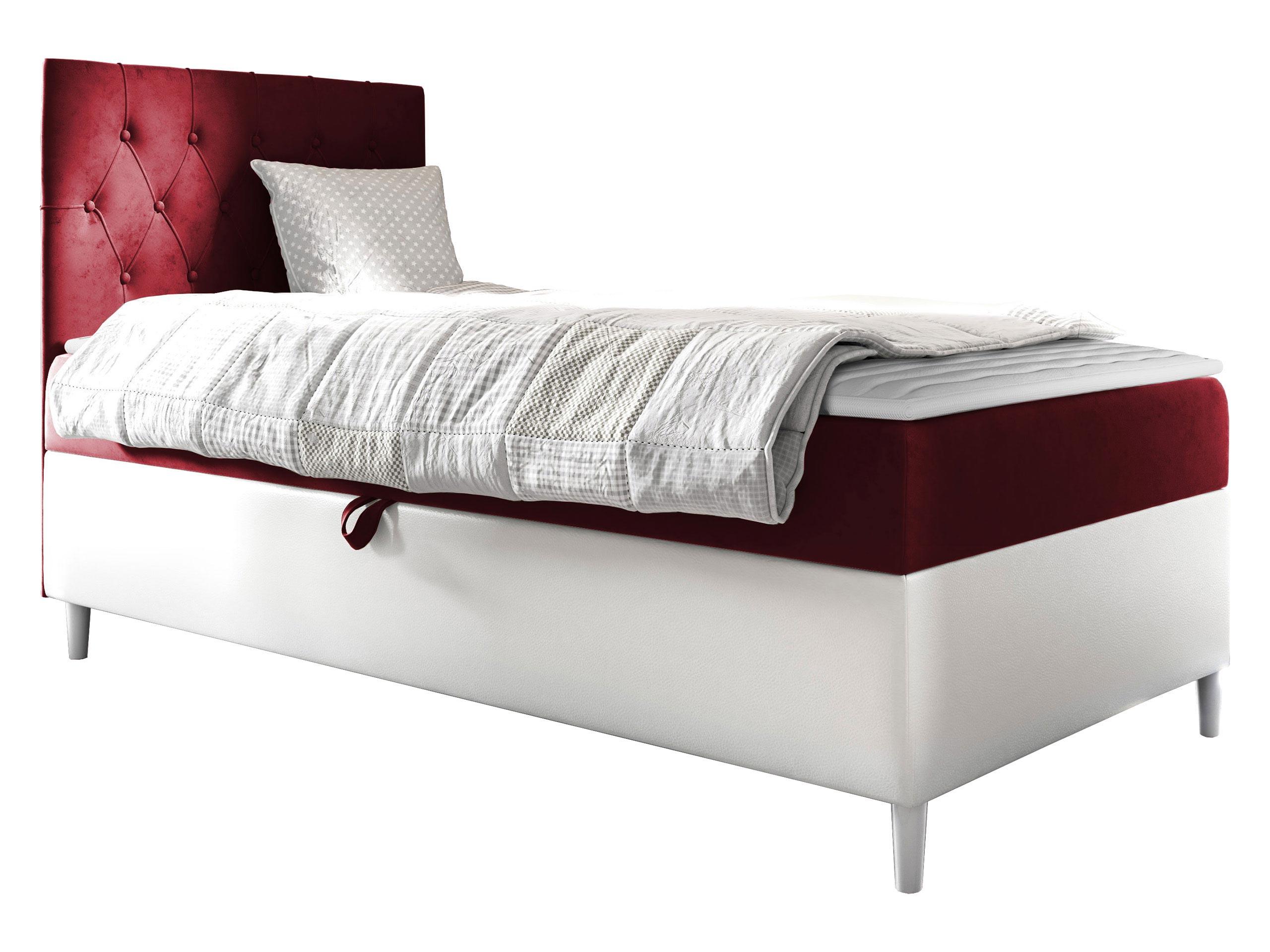 BOXBETT Filip Junior 1, Seite zum Öffnen des Bettkastens: Links - H3 - Rot/Weiß, Holz (90/200cm) - MIRJAN24