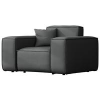 GARTENSESSEL Lorento Outdoor Polster-Loungesessel, Dunkelgrau Kunstleder 121/73/92 cm - Dunkelgrau, Textil (121/73/92cm) - WFL GROUP